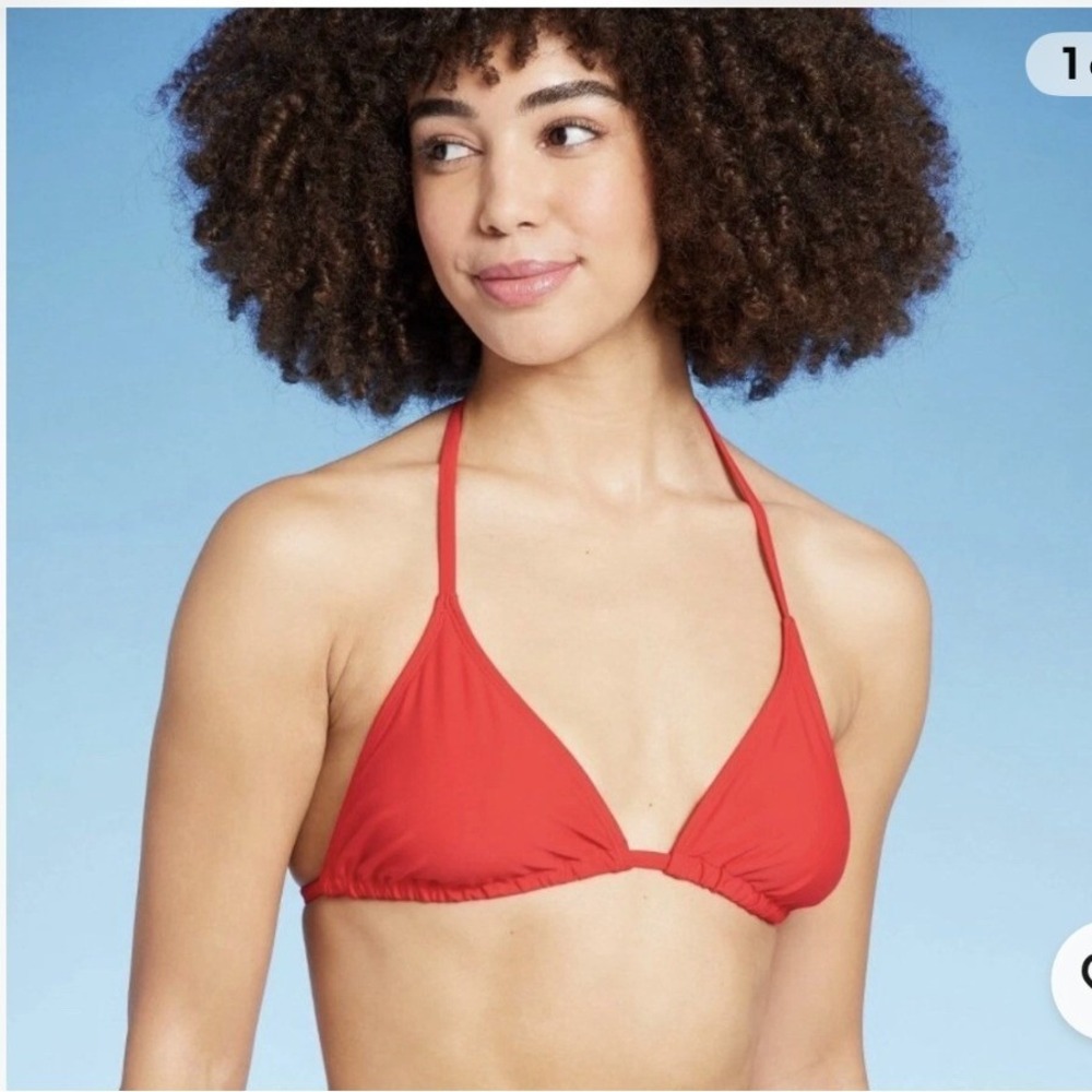 NWT Wild Fable Red Triangle Bikini Top Sz Small Halter Sexy Beach Summer Resort
